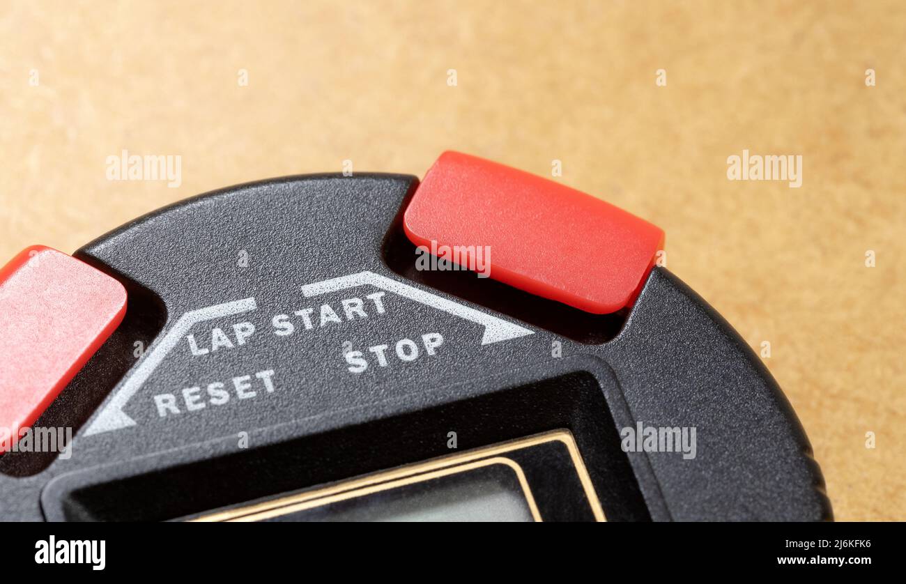 Modern digital professional sport stopwatch start stop and lap buttons