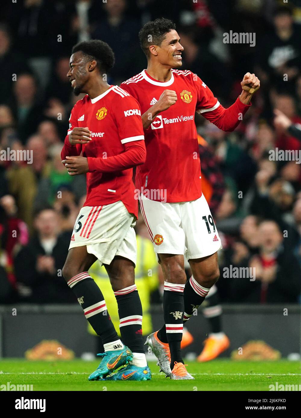 Manchester United's Raphael Varane celebrates scoring their side's ...