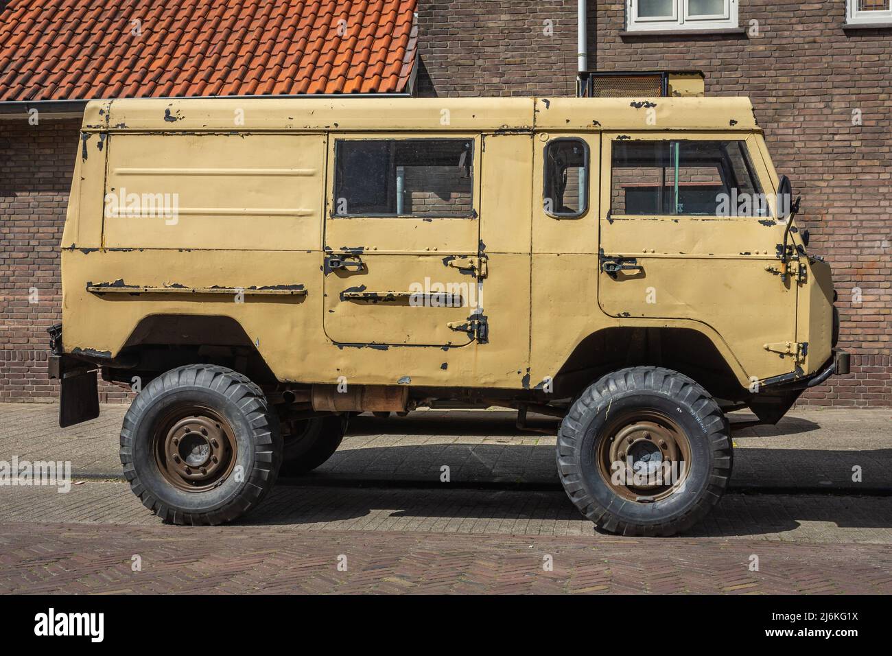 Breda, North Brabant, The Netherlands, 09.04.2022, Vintage military vehicle Volvo Cross Country C303 from year 1977 Stock Photo