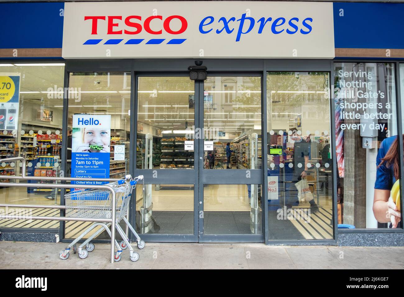 LondonApril 2022 Tesco Express supermarket in Notting Hill Stock