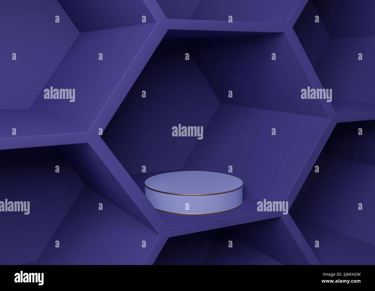 Dark blue 3D rendering product display honeycomb pattern abstract ...