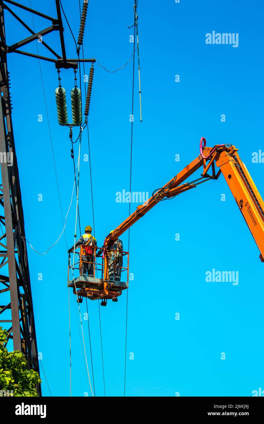 Dnipropetrovsk, Ukraine 08.08.2021 Repair of power transmission
