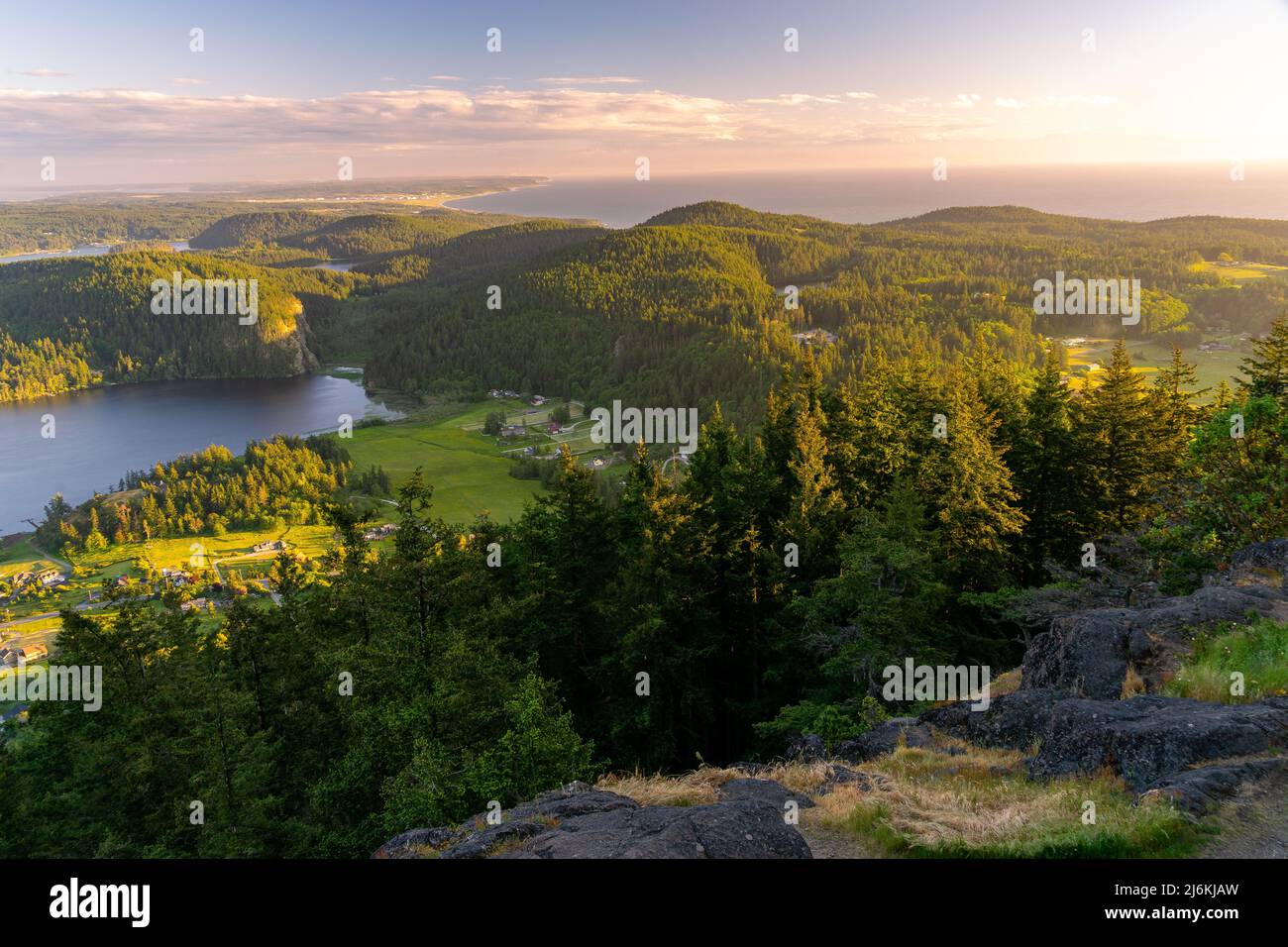 Amazing View from the Top to Mount Erie Stock Photo
