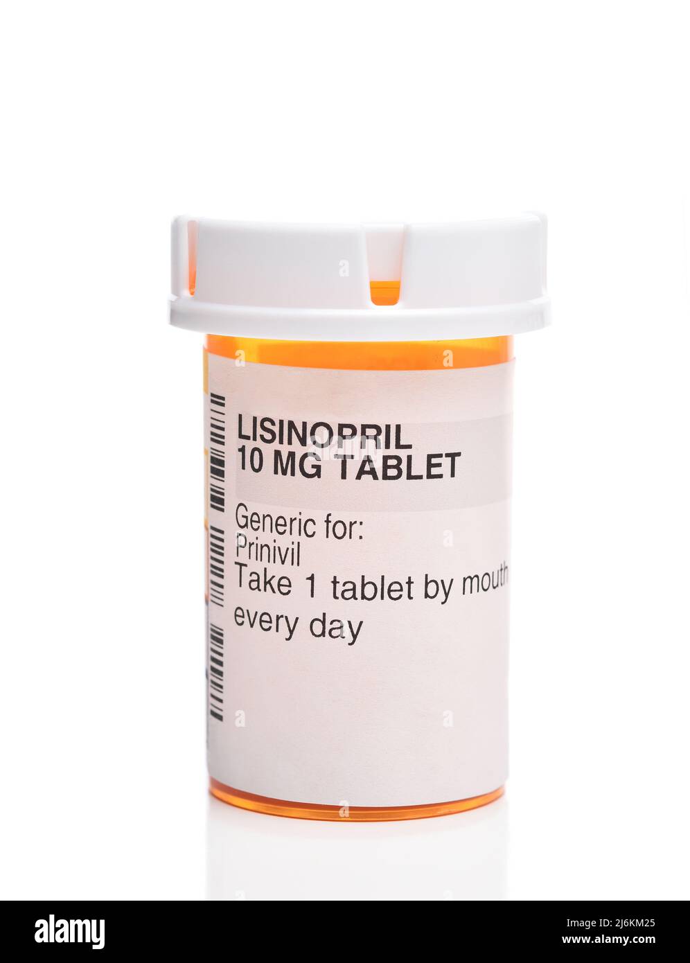 IRVINE, CALIFORNIA - 2 MAY 2022: A prescription bottle of Lisinopril Tablets for high blood pressure, generic for Prinivil. Stock Photo
