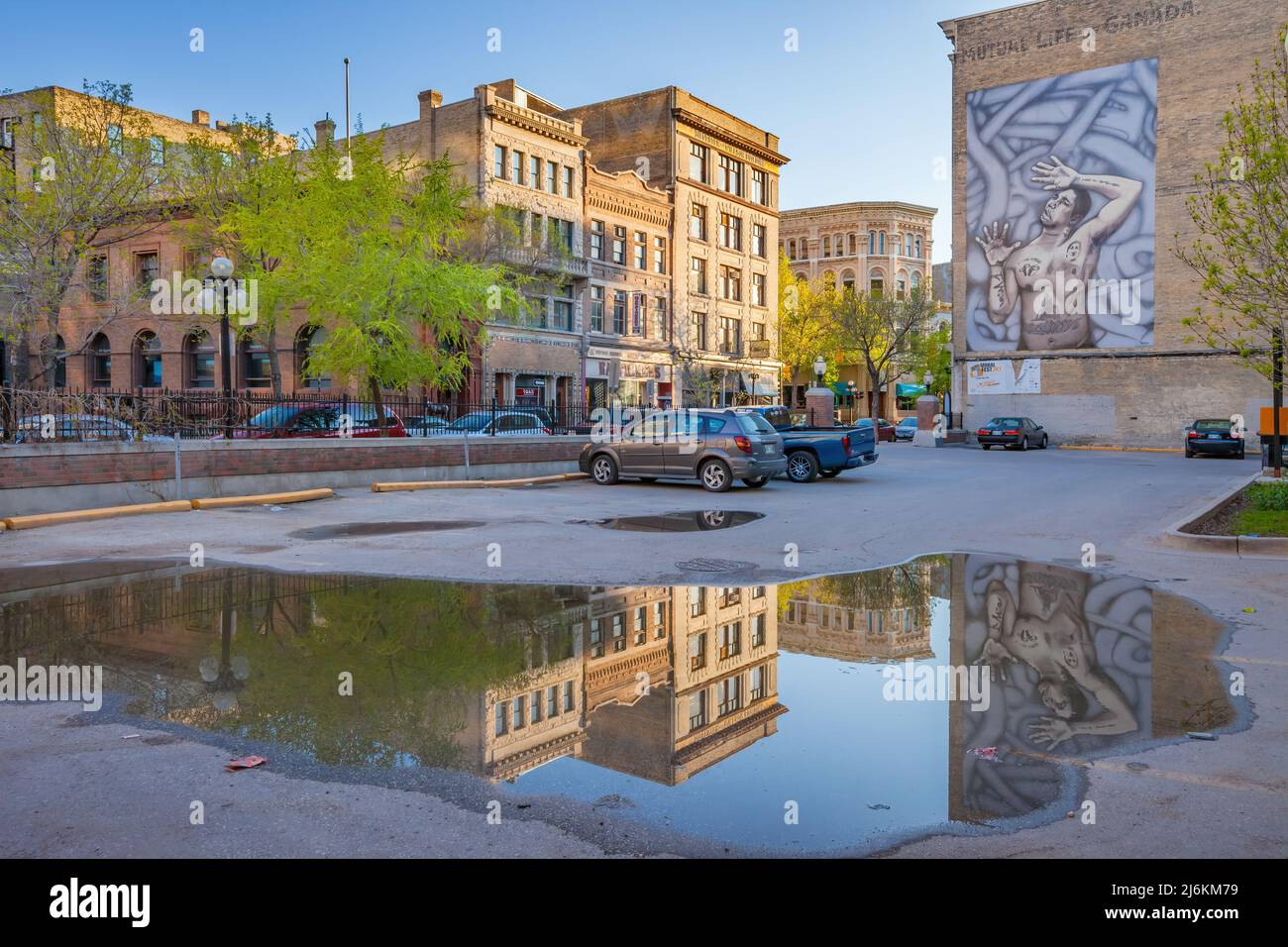 Old facades in downtown Winnipeg, Manitoba, Canada. Stock Photo