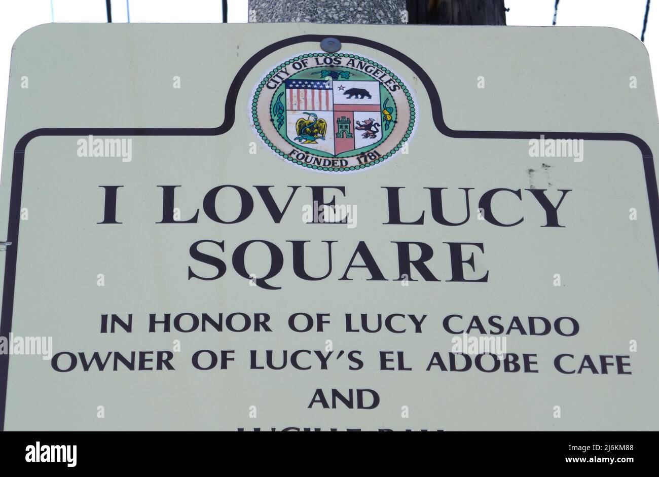 Los Angeles, California, USA 24th April 2022 A general view of atmosphere of I Love Lucy Square Signl with Lucille Ball on April 24, 2022 in Los Angeles, California, USA. Photo by Barry King/Alamy Stock Photo Stock Photo