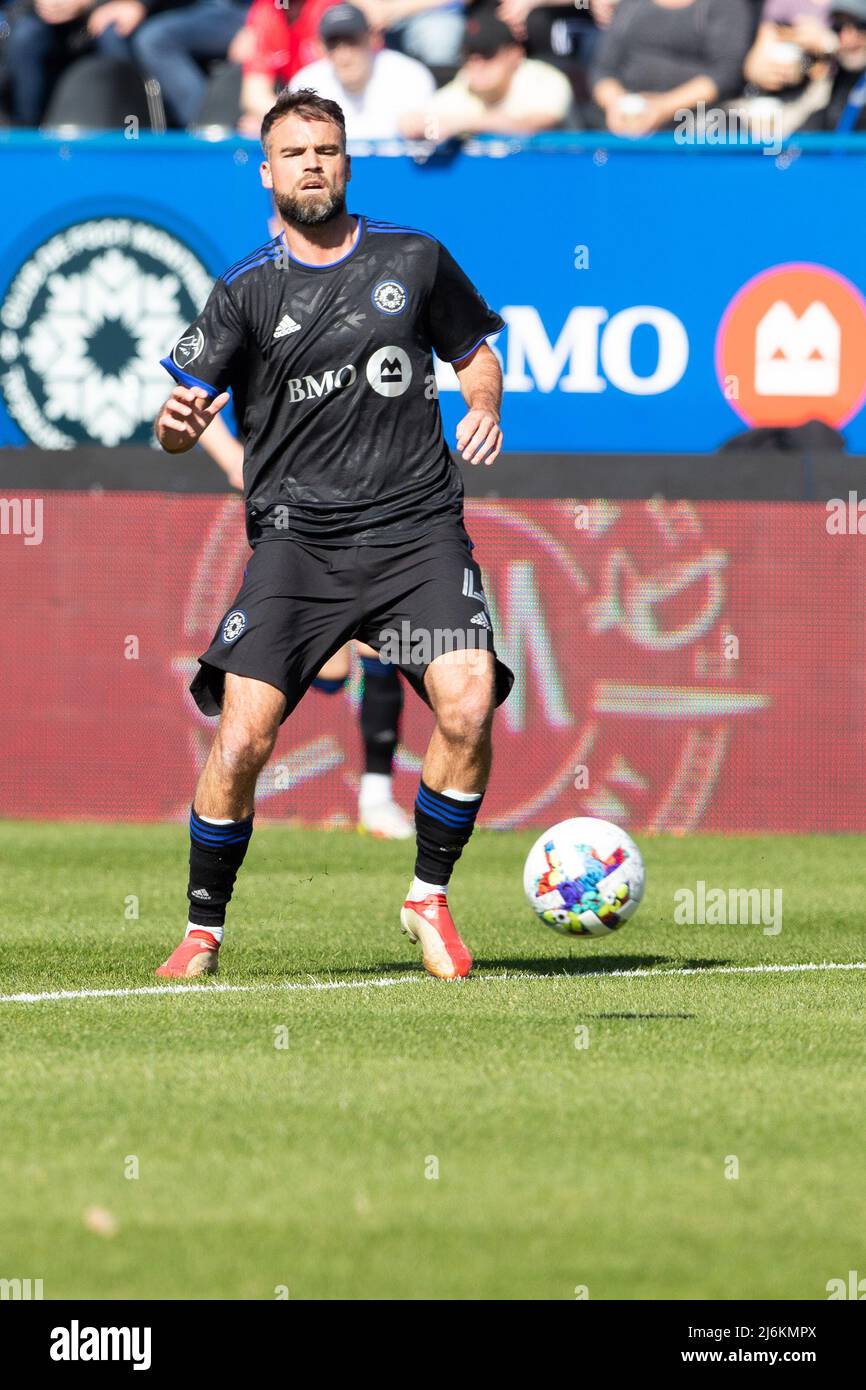 April 30, 2022: CF Montreal defender Rudy Camacho (4) controls the ball during the MLS match between Atlanta United and CF Montreal held at Saputo Stadium in Montreal, Quebec. Daniel Lea/CSM Stock Photo