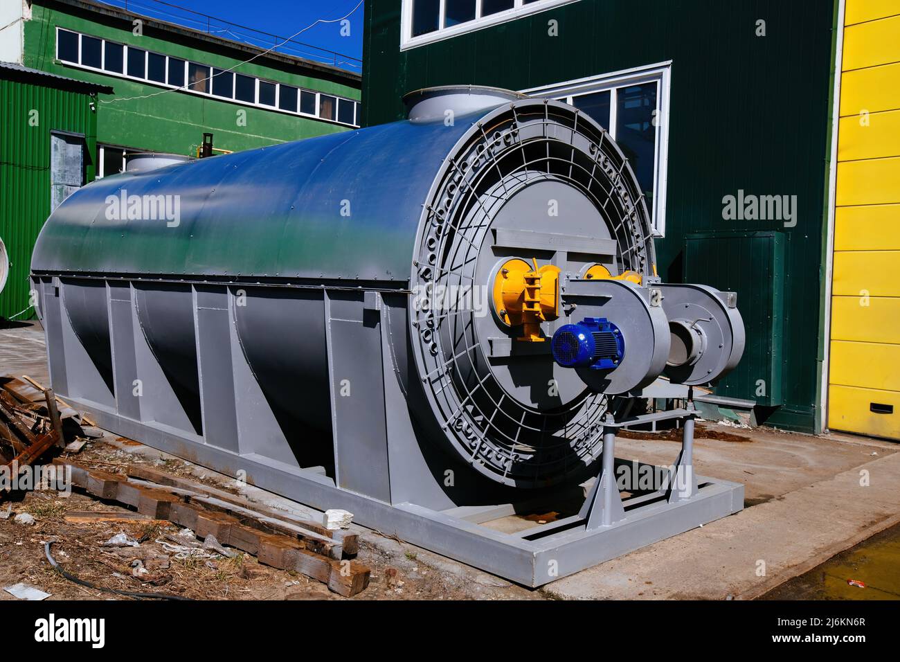 Furnace RIR block for grain drying complex. Stock Photo