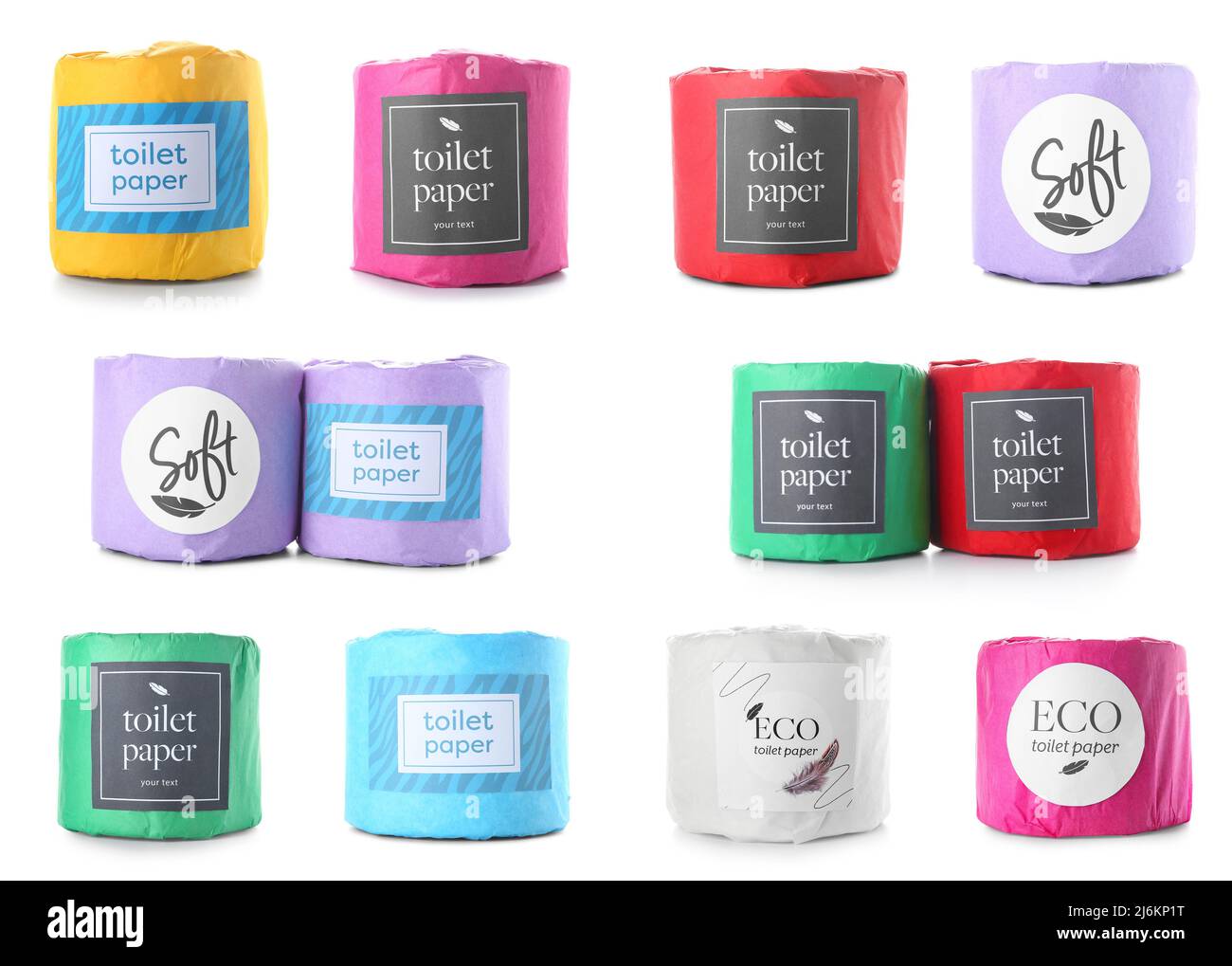 Set of colorful toilet paper isolated on white Stock Photo Alamy