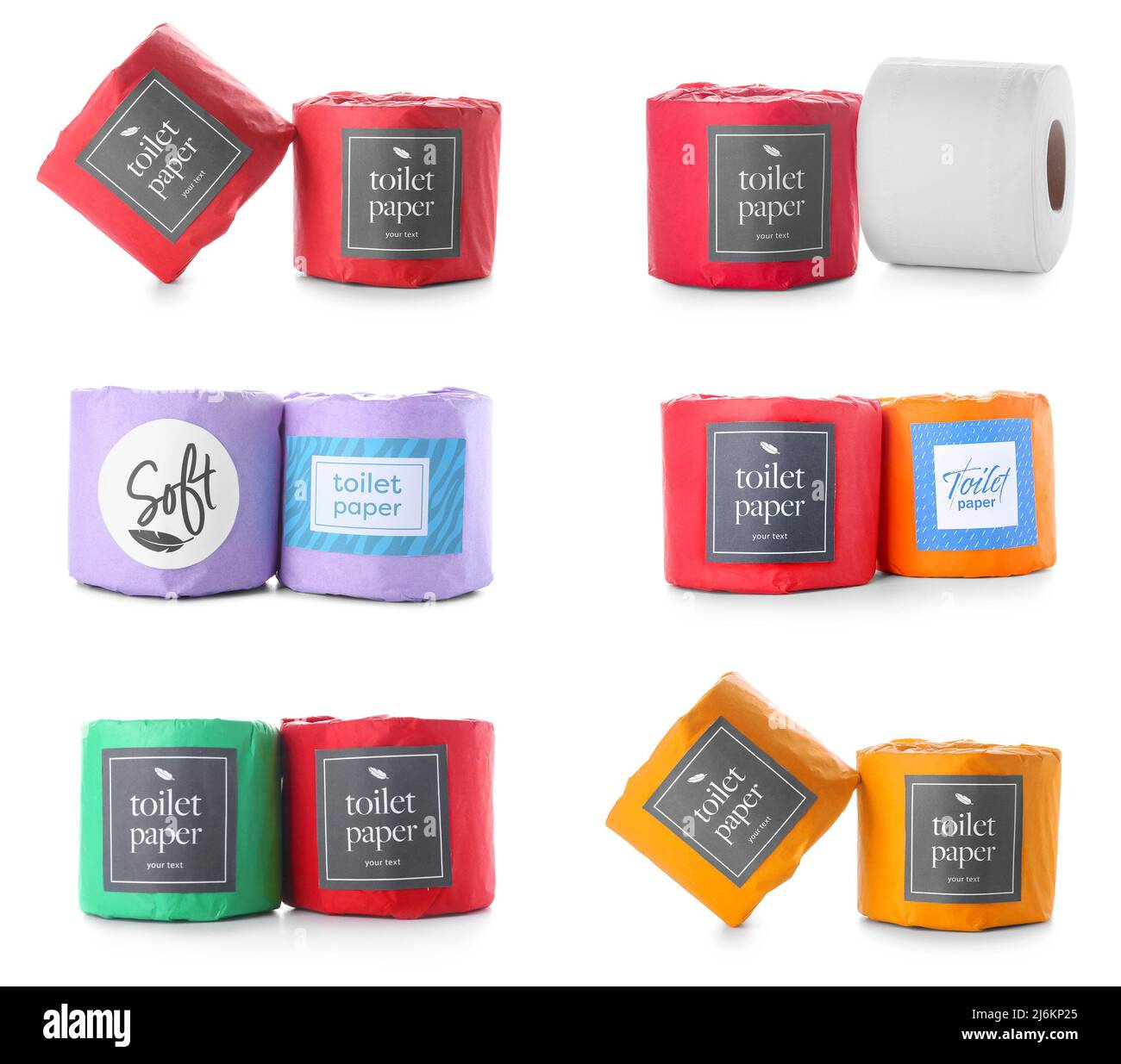 Set of colorful toilet paper isolated on white Stock Photo Alamy