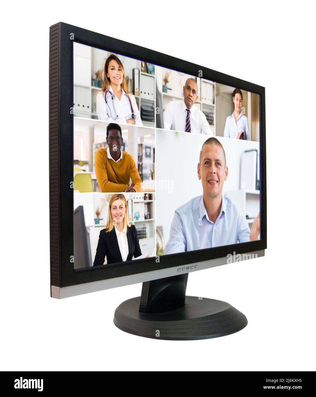 Computer monitor with video conference with doctor Stock Photo Alamy