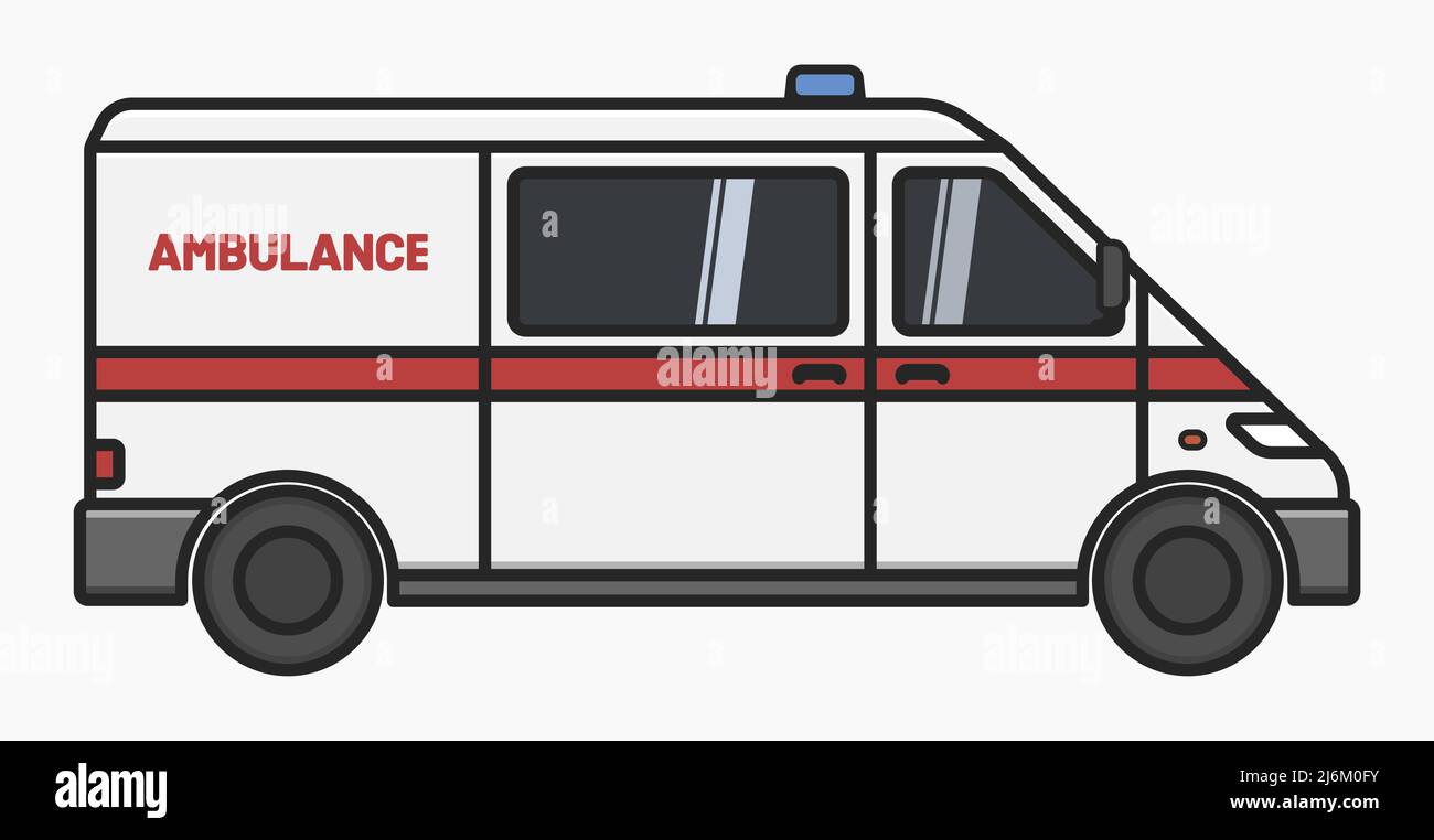 ambulance emergency car side view isolated vector flat illustration Stock Vector