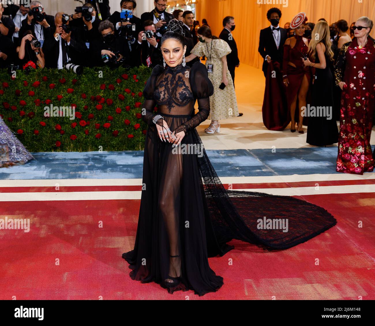 Vanessa Hudgens arrives on the red carpet for The Met Gala at The Metropolitan Museum of Art celebrating the Costume Institute opening of 'In America: An Anthology of Fashion' in New York City on Monday, May 2, 2022.       Photo by John Angelillo/UPI Stock Photo