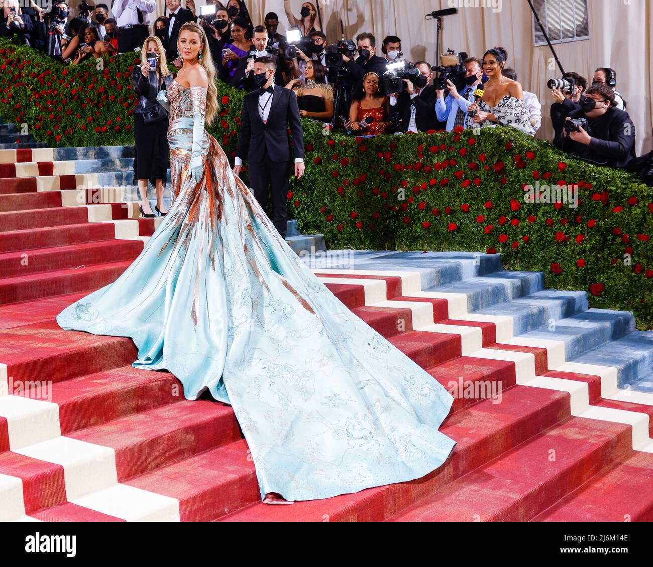 Blake Lively arrives on the red carpet for The Met Gala at The Metropolitan Museum of Art celebrating the Costume Institute opening of 'In America: An Anthology of Fashion' in New York City on Monday, May 2, 2022.       Photo by John Angelillo/UPI Stock Photo