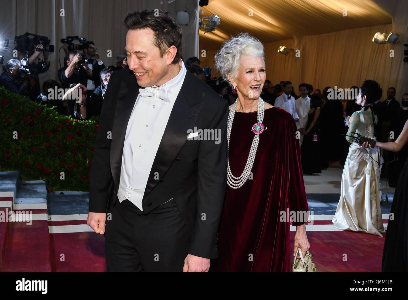 New York, USA. 02nd May, 2022. Elon Musk and Maye Musk walking on the ...