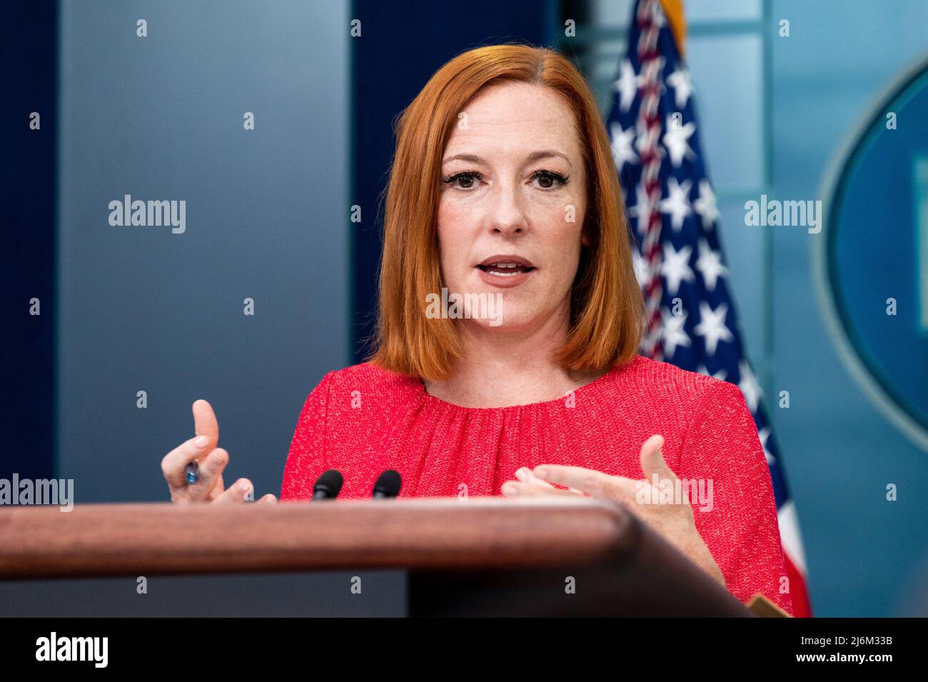White House Press Secretary Jen Psaki speaks at a press briefing in the