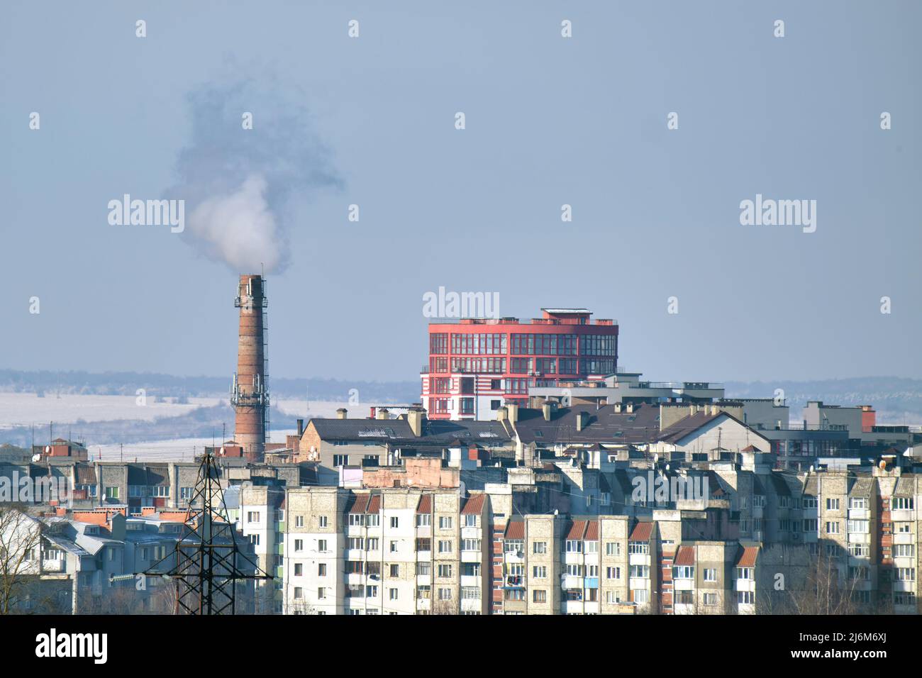 Image showcasing High rise residential apartment building in city residential area. Real ...
