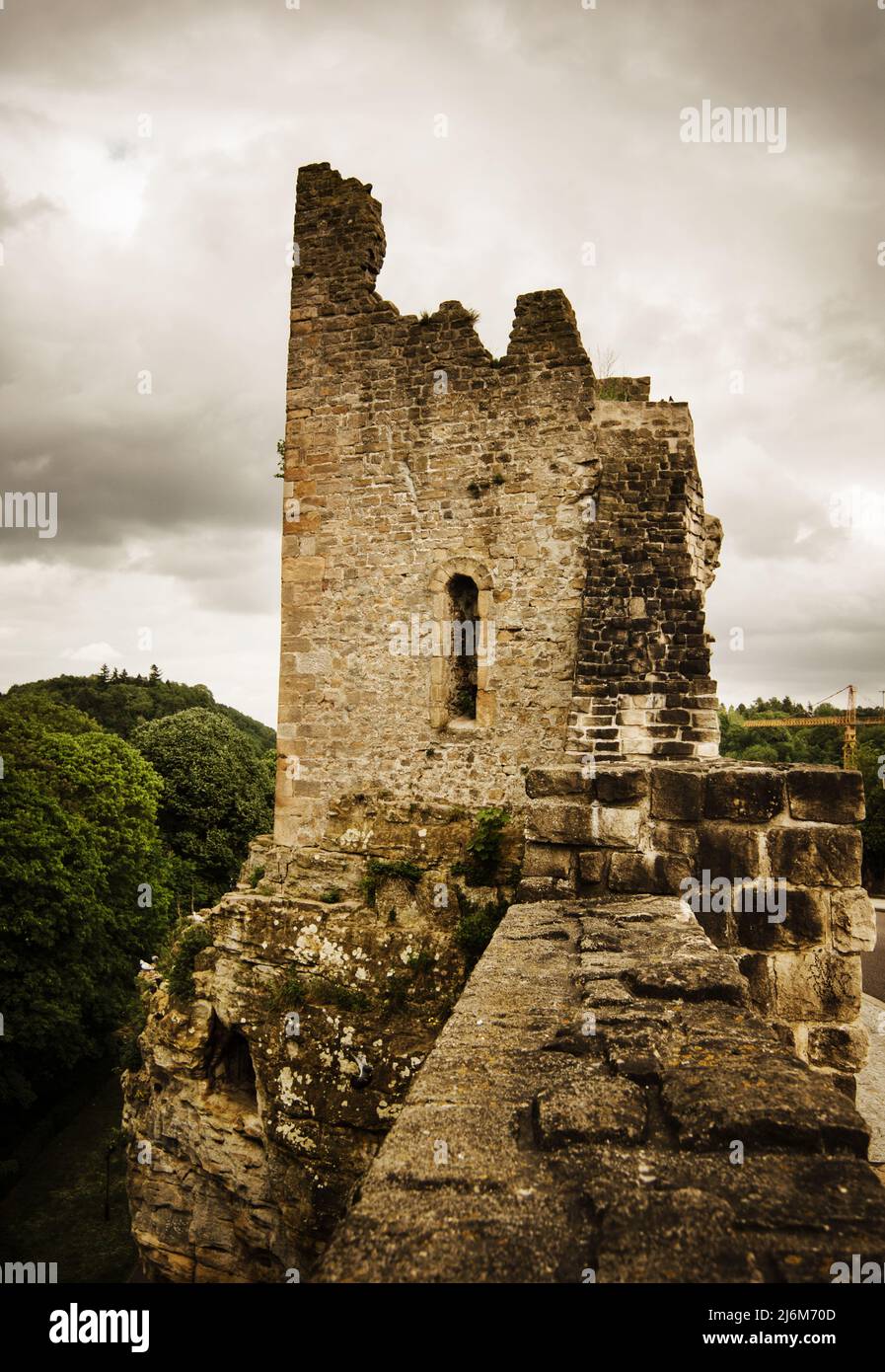 remains of a tower of the Castle Bridge, Luxembourg City, Luxembourg Stock Photo