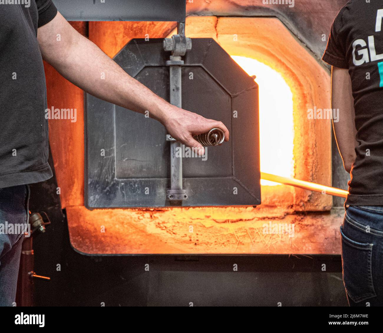 Glass blowing a glass kiln furnace glory hole used in making