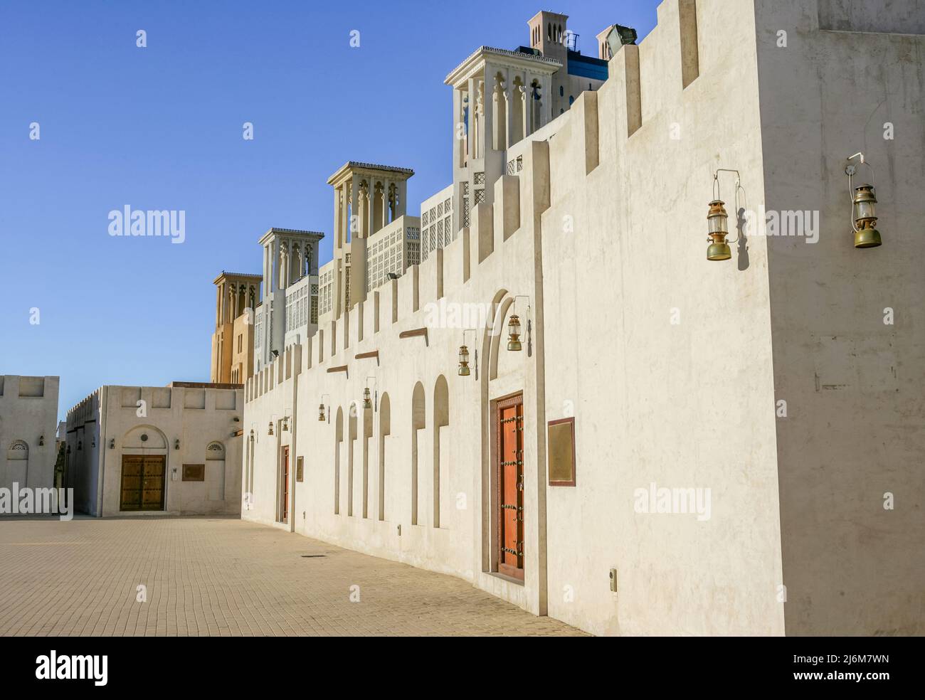 The restored Heritage Area in the city of Sharjah in the United Arab Emirates. Stock Photo