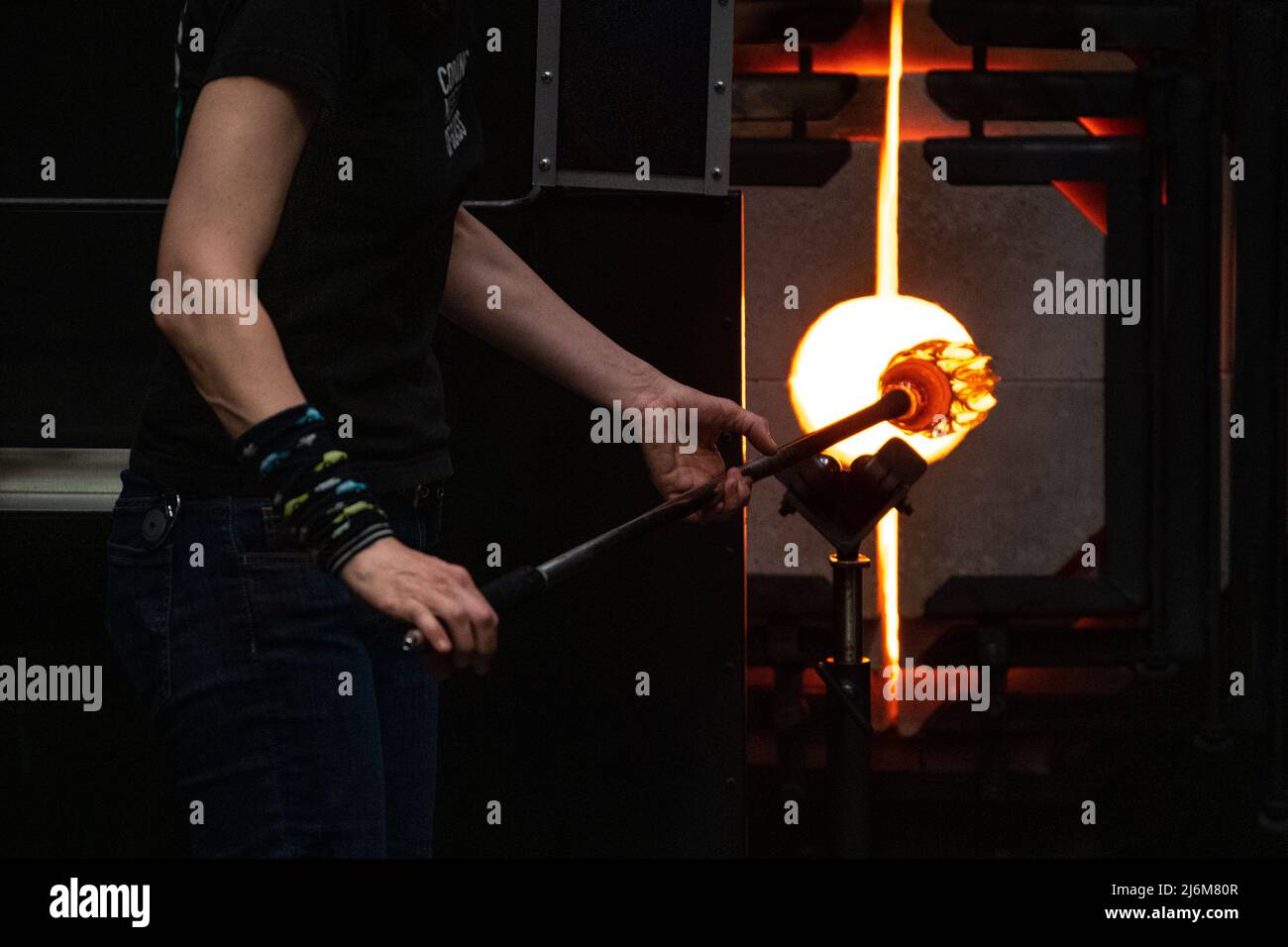 Glass blowing a glass kiln furnace glory hole used in making