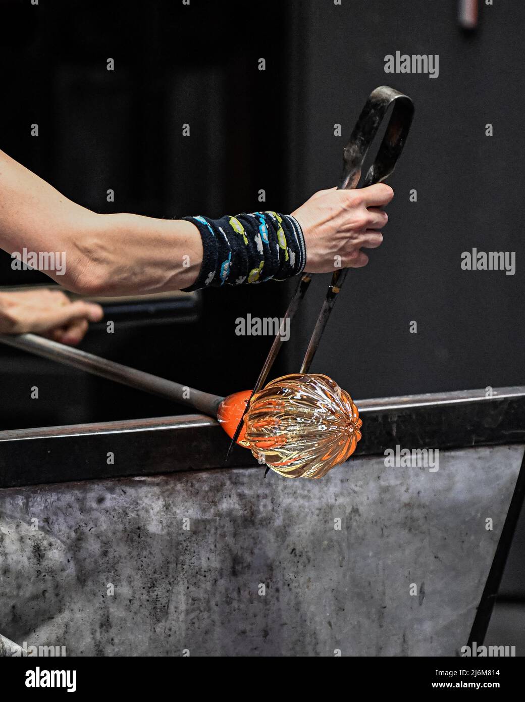 Glass blowing / glass art at the Corning Museum of Glass Stock Photo