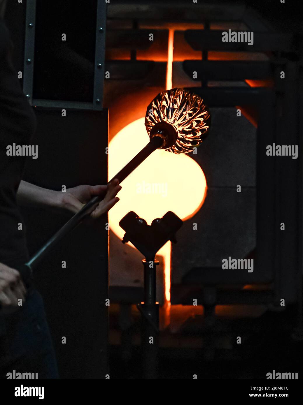 Glass blowing a glass kiln furnace glory hole used in making