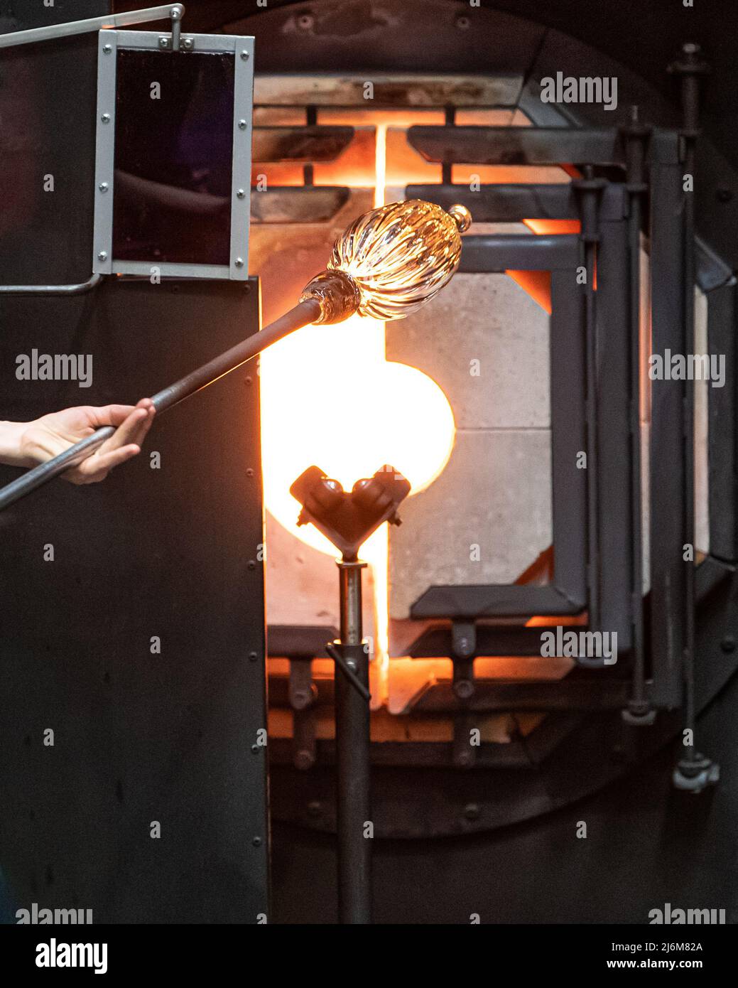 Glass blowing a glass kiln furnace glory hole used in making