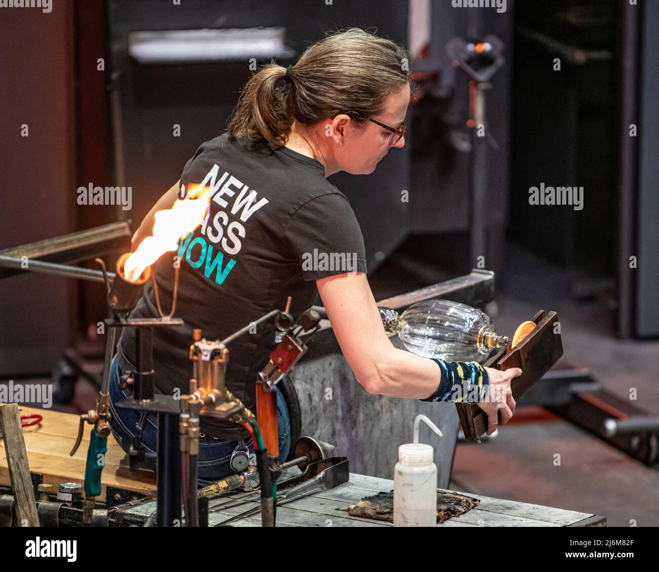 Glass blowing / glass art at the Corning Museum of Glass Stock Photo