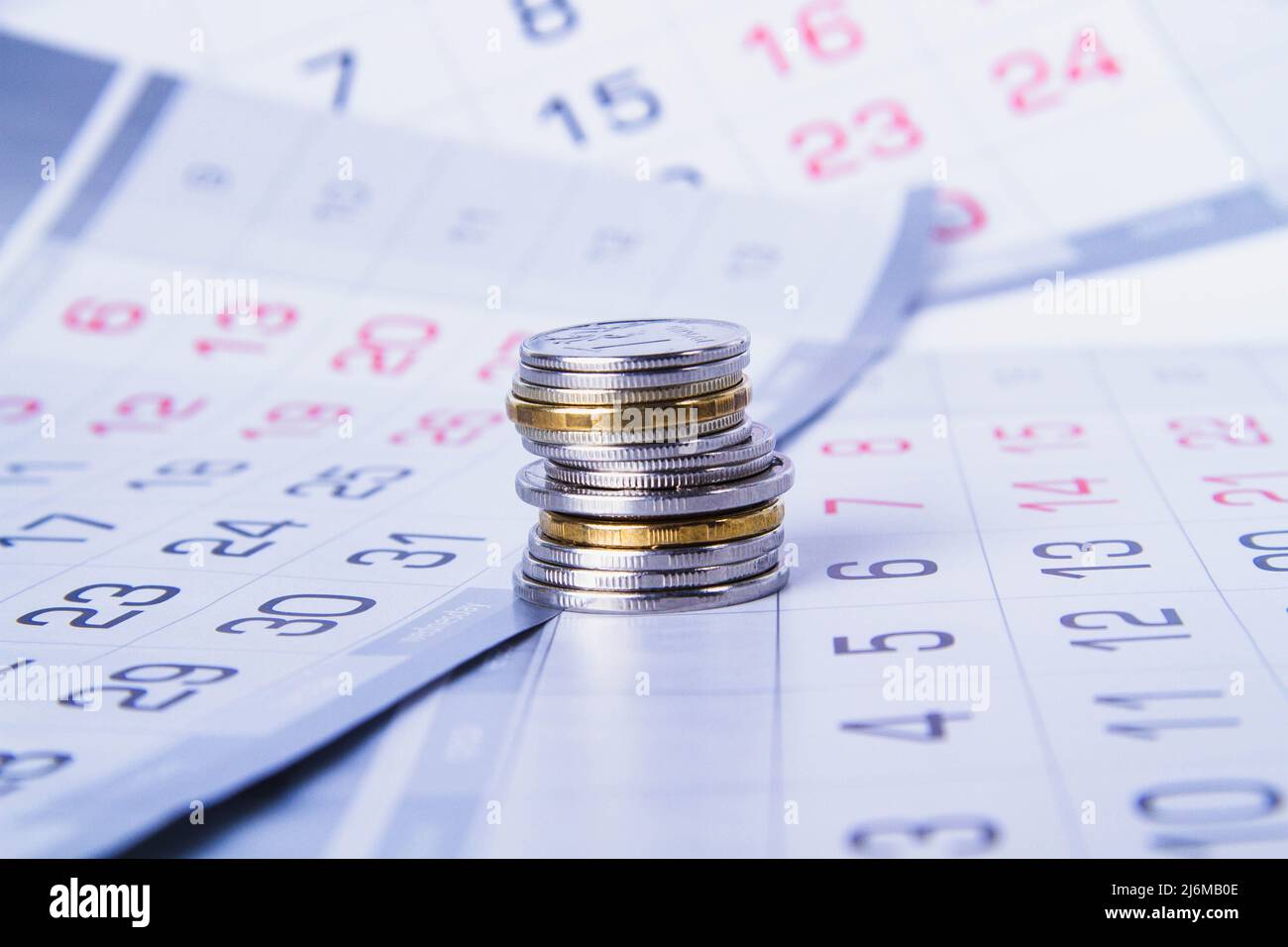 Budget planning. Money and calendar. Salary and advance. Receiving a