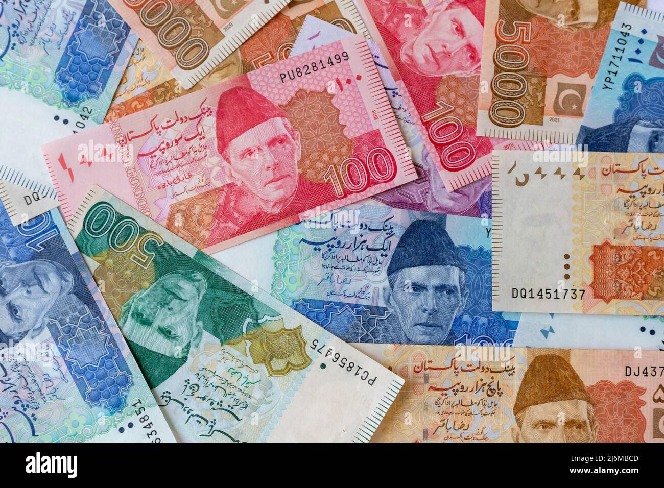 Pakistan currency banknotes set or paper money background Stock Photo