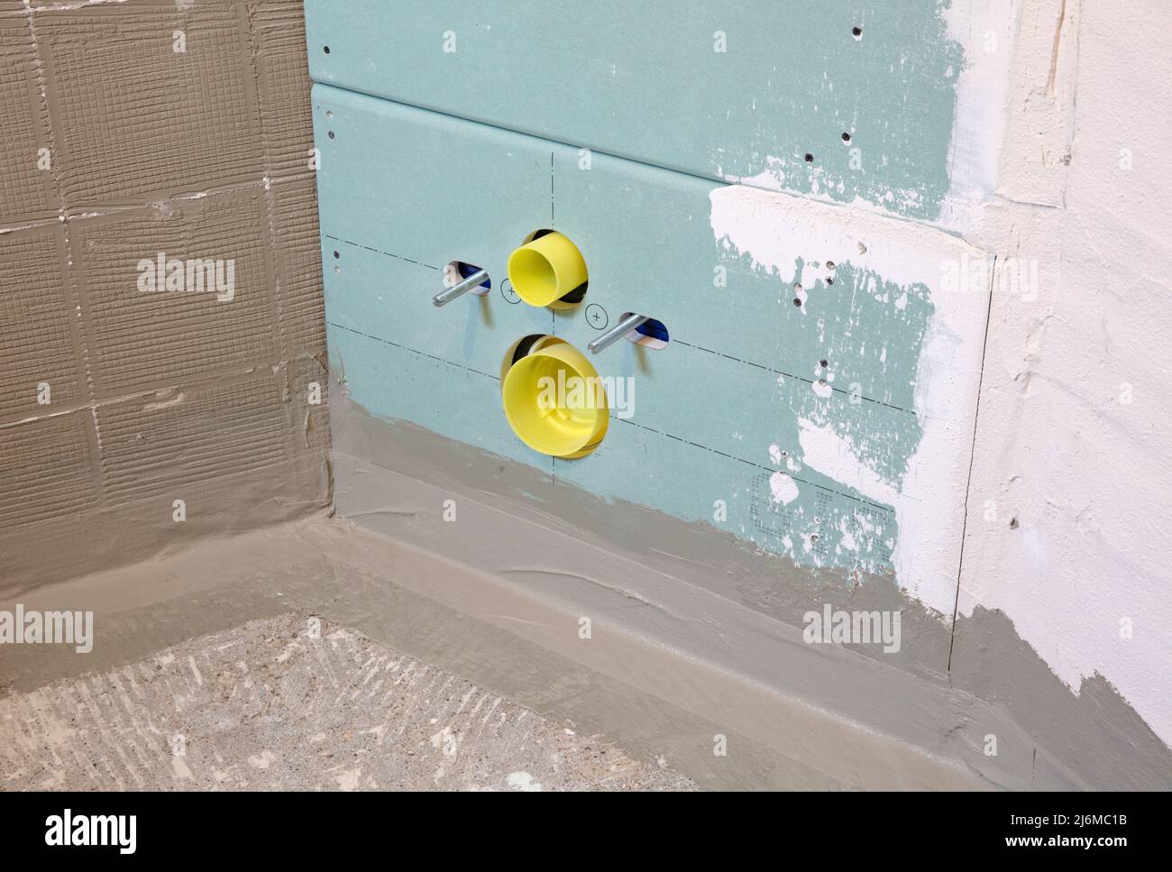 Built-in toilet in house bathroom without toilet bowl Stock Photo - Alamy