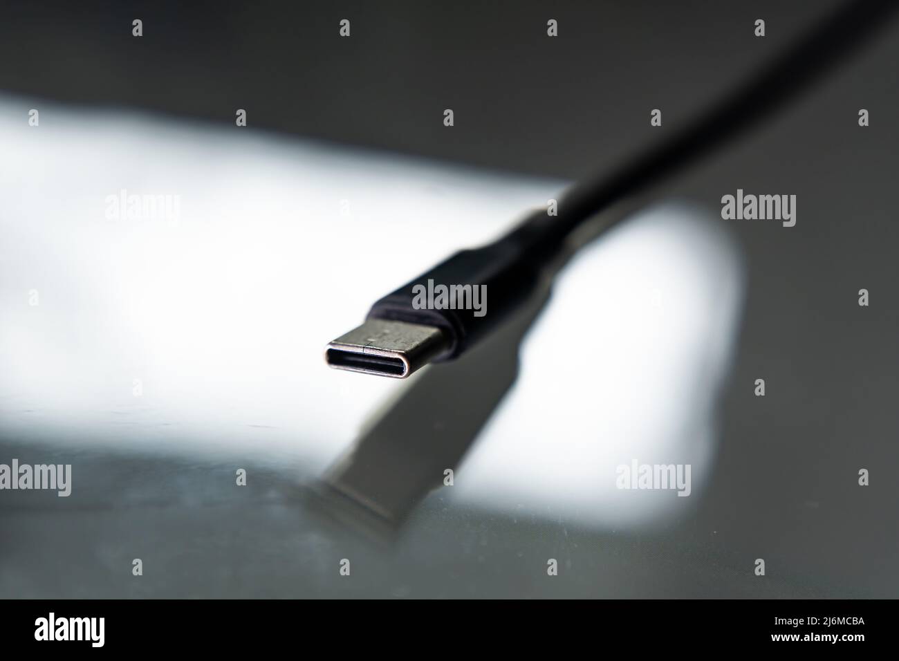 Close-up shot of USB-C cable plug Stock Photo