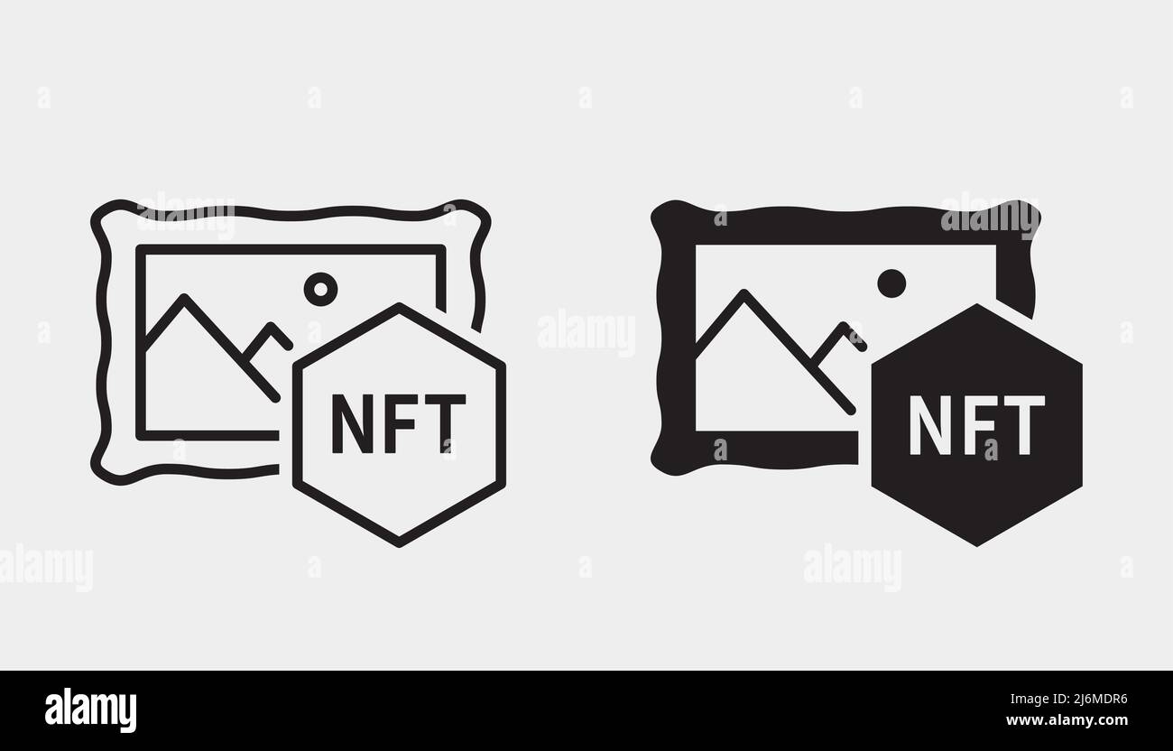 NFT icon. Black vector illustration isolated on white background for ...