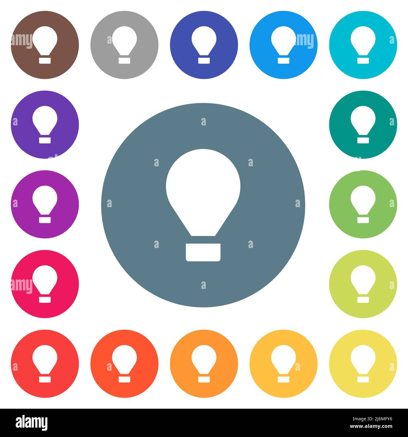 Air balloon flat white icons on round color backgrounds. 17 background ...