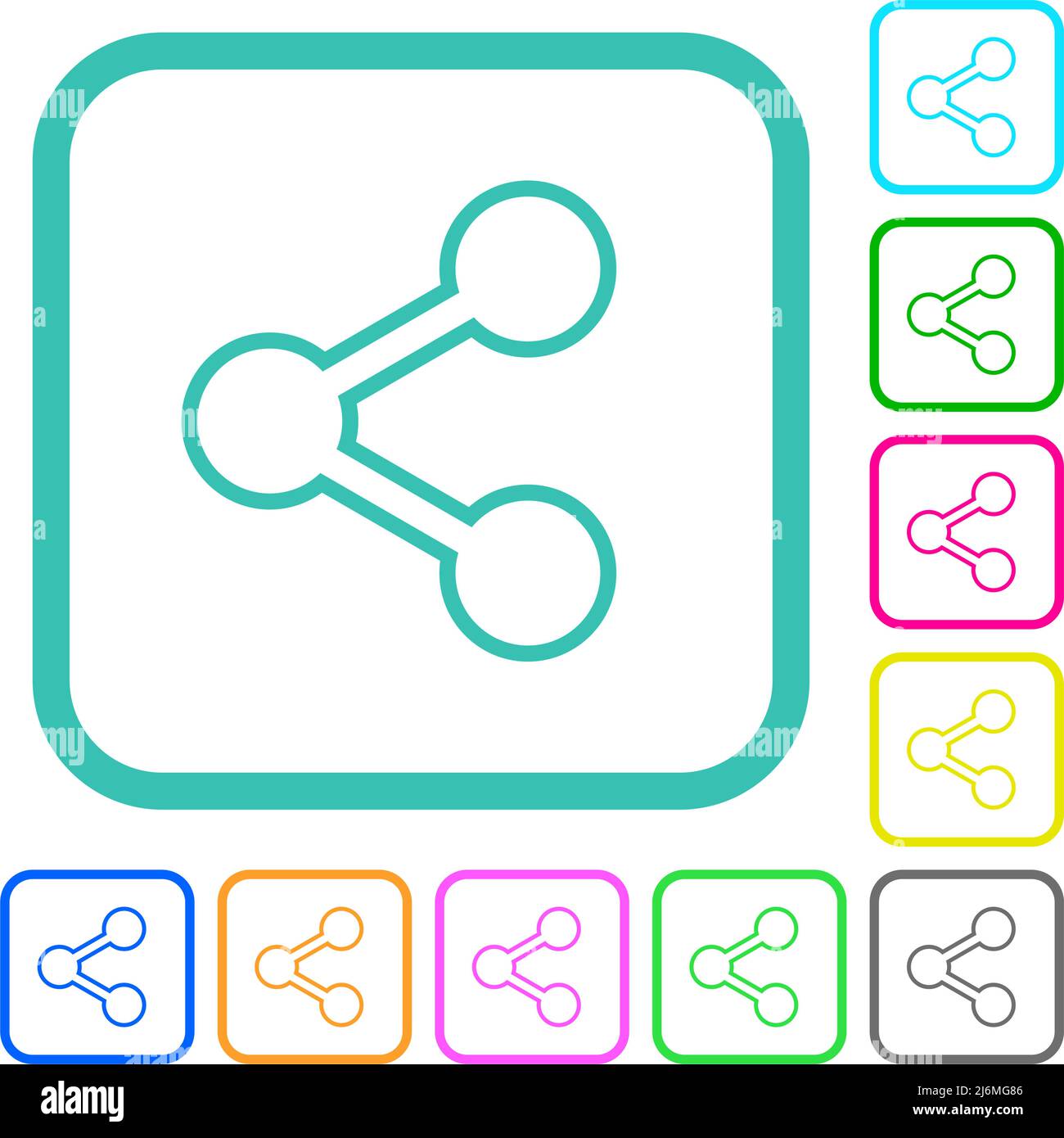 Share outline vivid colored flat icons in curved borders on white ...