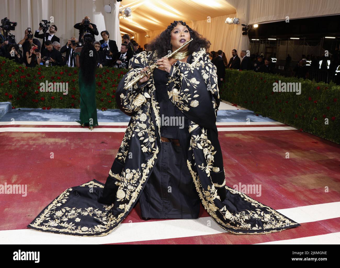 New York, United States. 03rd May, 2022. Lizzo arrives on the red carpet for The Met Gala at The Metropolitan Museum of Art celebrating the Costume Institute opening of 'In America: An Anthology of Fashion' in New York City on Monday, May 2, 2022. Photo by John Angelillo/UPI Credit: UPI/Alamy Live News Stock Photo
