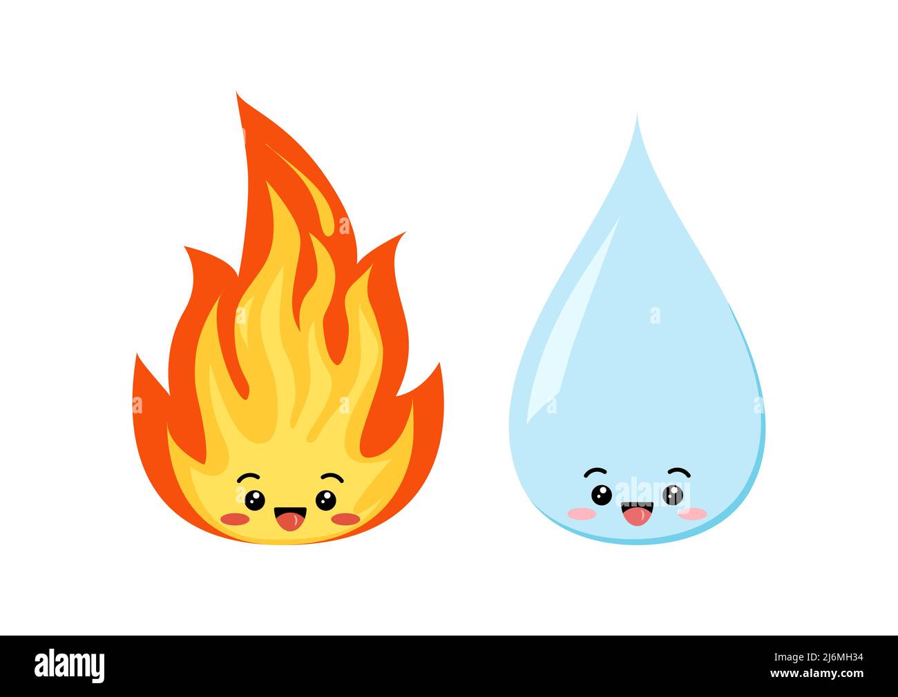 Water drop and fire flame cute emoji character isolated on a white  background Stock Vector Image & Art - Alamy