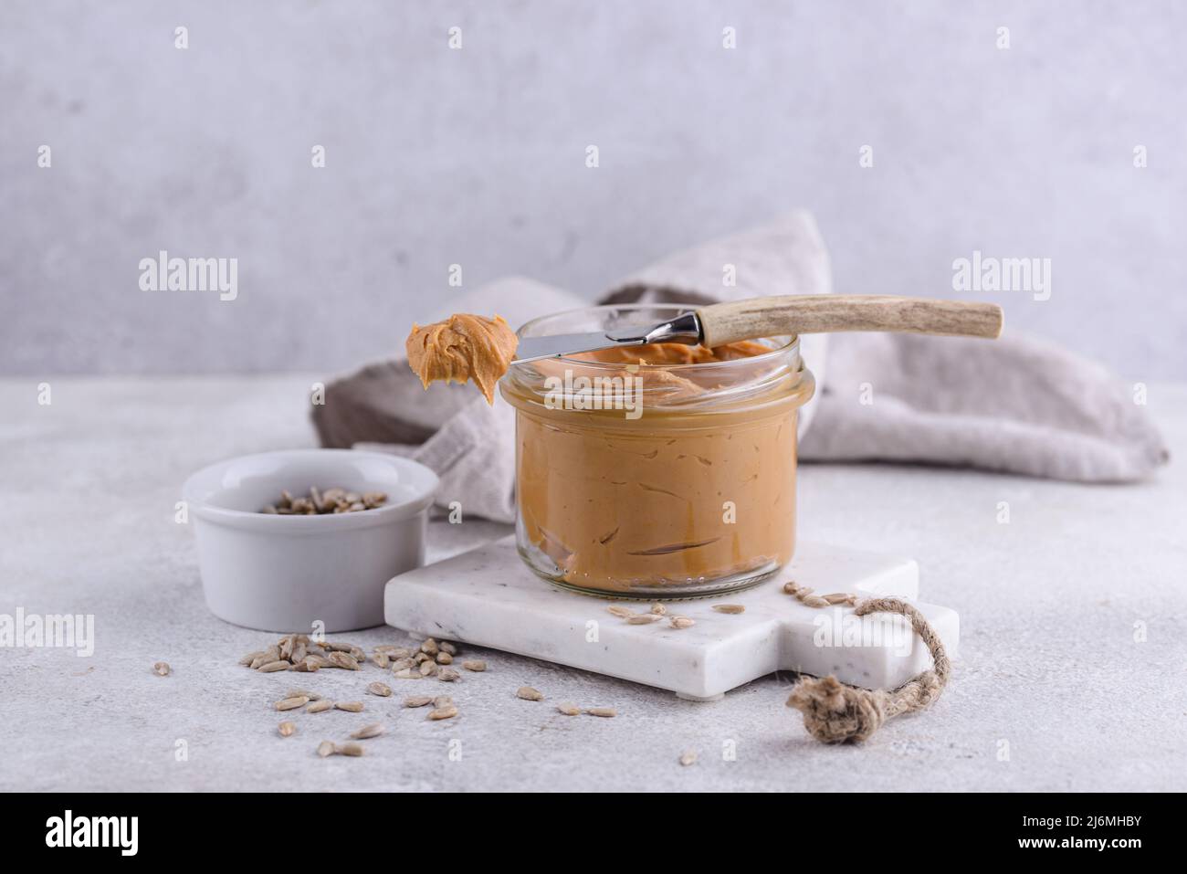 Sunflower butter or sunbutter. Hypoallergenic spread Stock Photo Alamy