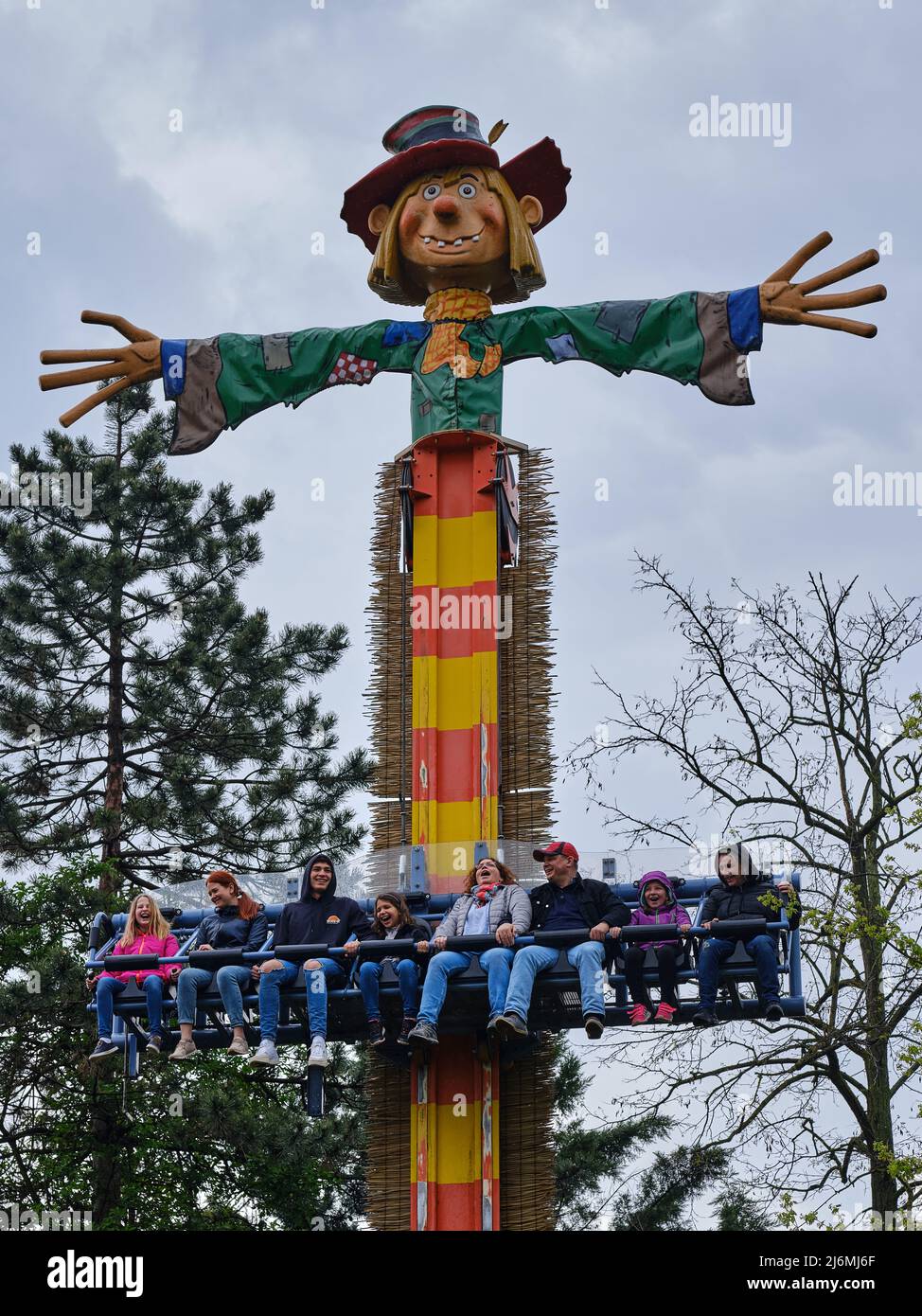 Free fall in the amusement park, Family park Rust, Austria Stock Photo