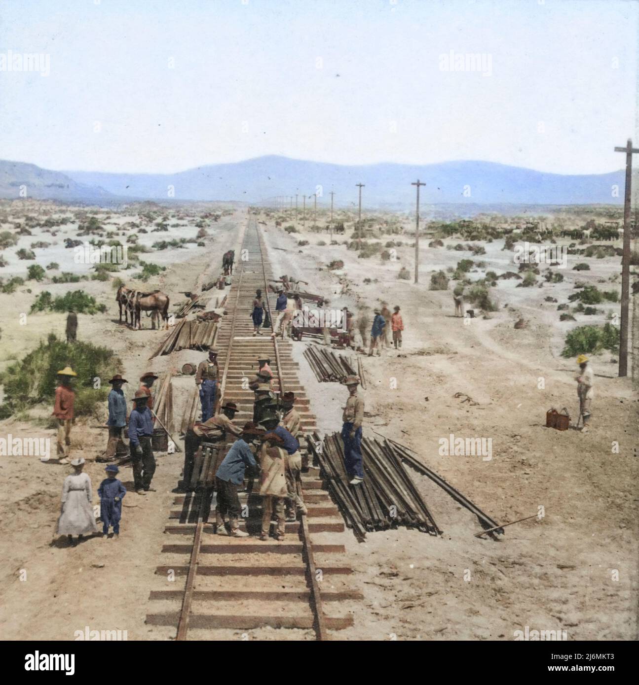 Railroadtrack construction by Chinese railroad workers on Humboldt