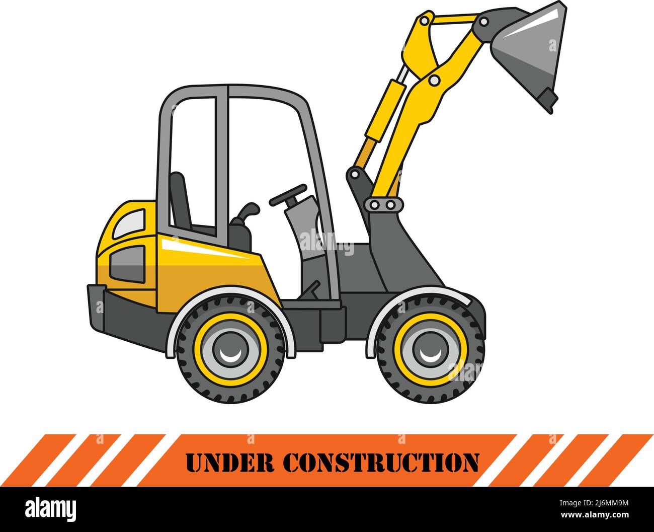 Detailed illustration of skid steer loader, heavy equipment and machinery Stock Vector
