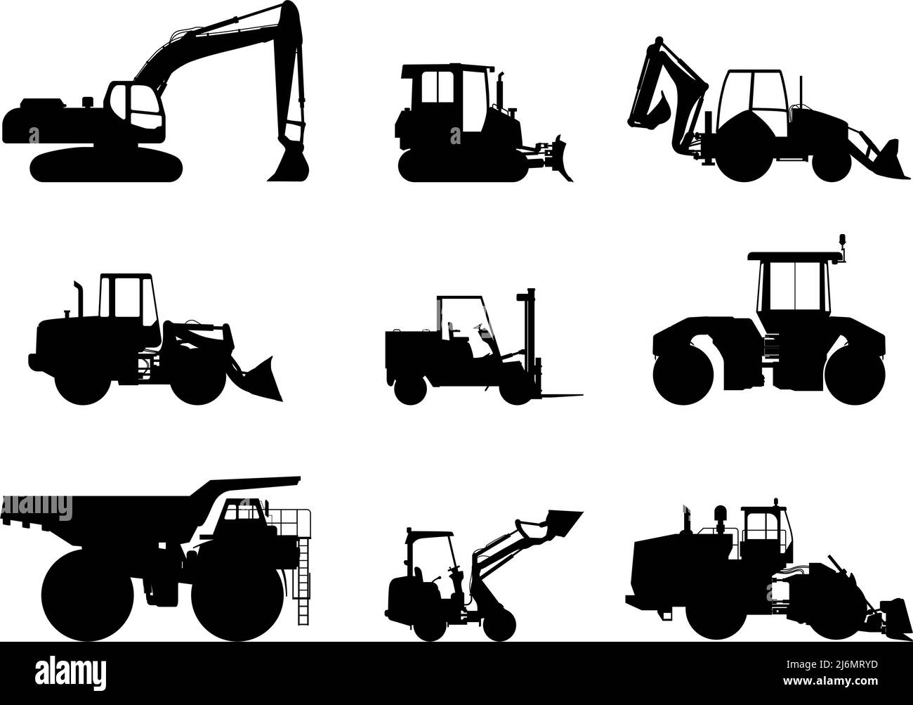 Silhouette illustration of heavy equipment and machinery Stock Vector