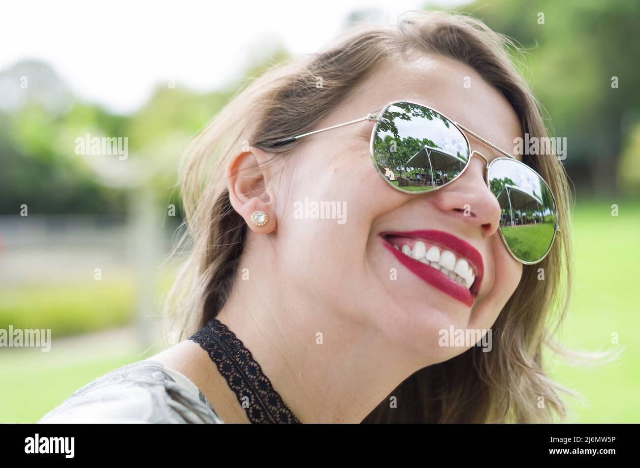Beautiful woman blond laughing hi-res stock photography and images - Alamy
