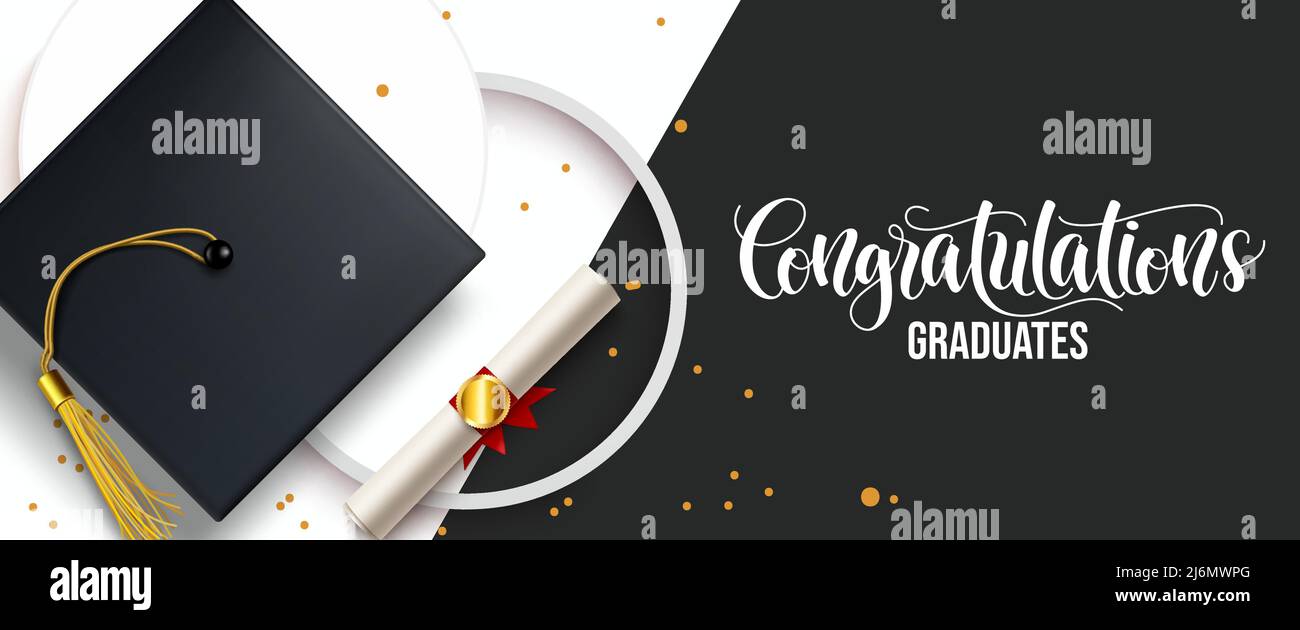 Graduation greeting vector background design. Congratulations graduates ...