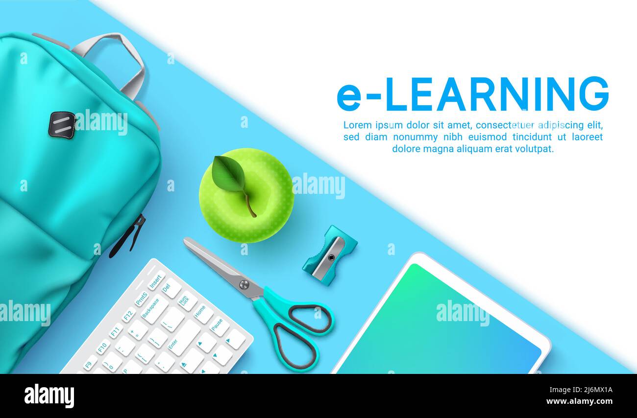 Online education vector background design. E-learning text with ...