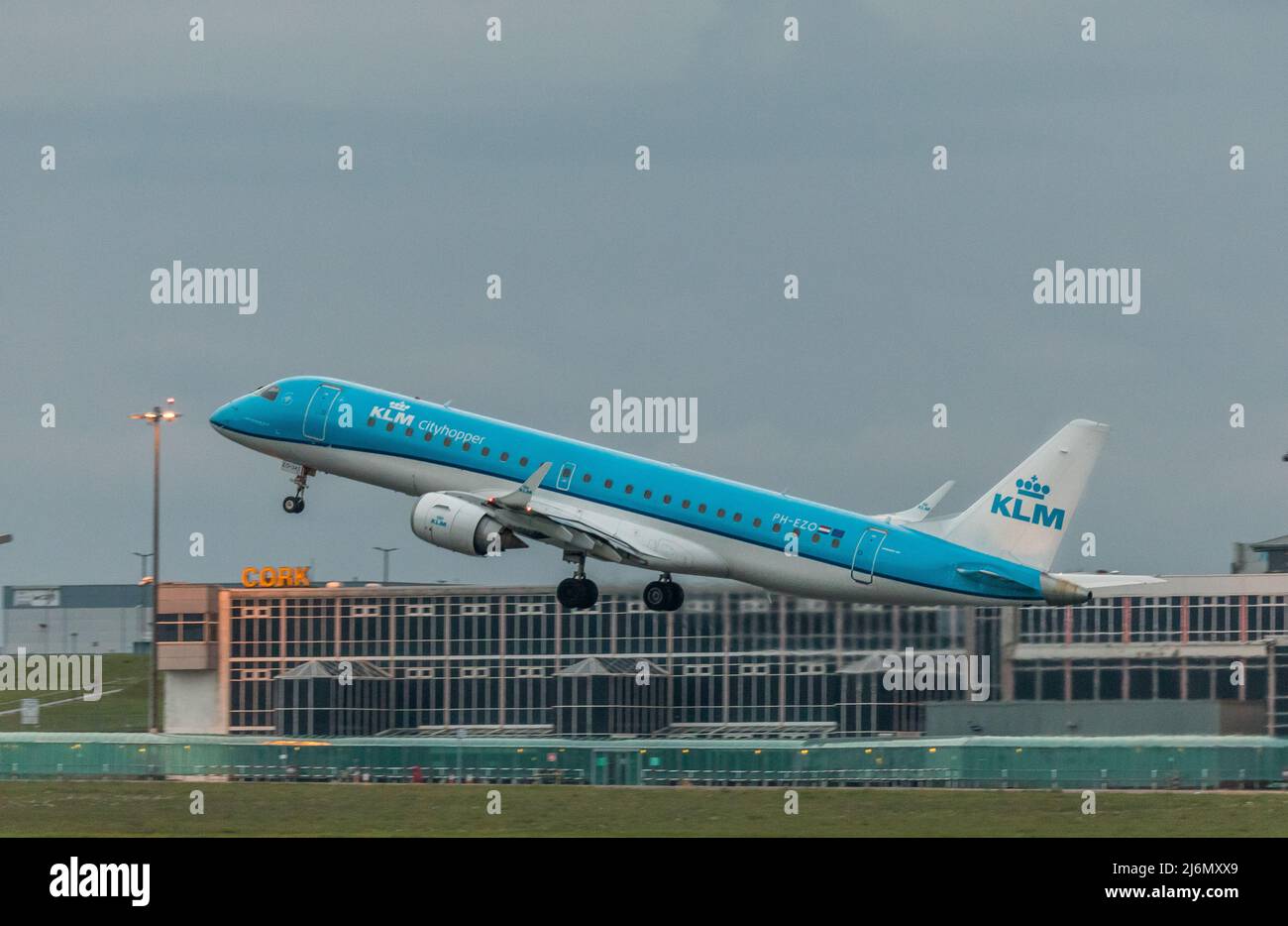 Cork Airport, Cork, Ireland. 03rd May, 2022. Wheels up for an early morning KLM flight to Amsterdam from Cork Airport, Cork, Ireland. - Credit; David Creedon / Alamy Live News Stock Photo