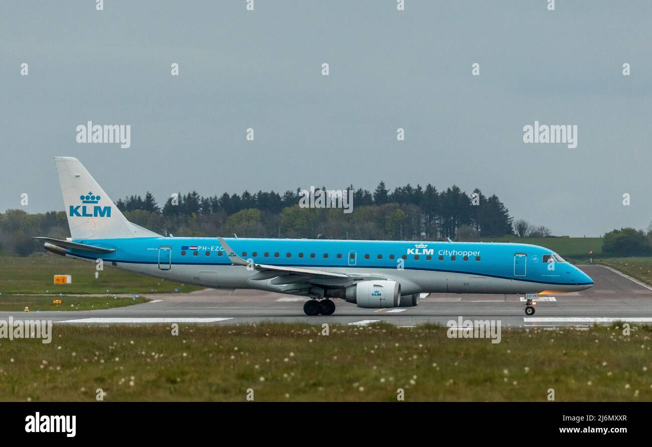 Cork Airport, Cork, Ireland. 03rd May, 2022. A KLM Embraer ERJ-175 taxiing to a runway as she begins a flight to Amsterdam from Cork Airport, Cork, Ireland. - Credit; David Creedon / Alamy Live News Stock Photo