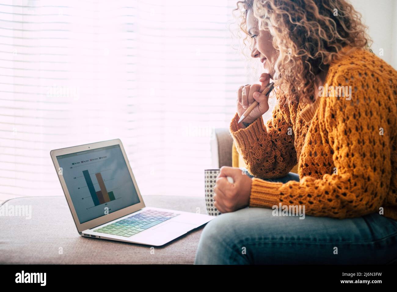 Smart working home work freedom alternative woman office with computer