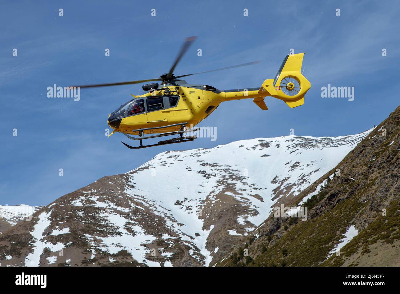Helicopter Eurocopter EC135 now known as Airbus Helicopters H135 is a twin-engine civil helicopter manufactured by Airbus Helicopters. for police, Stock Photo